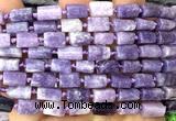 CTB1302 15 inches 6*10mm - 8*12mm faceted tube lepidolite beads