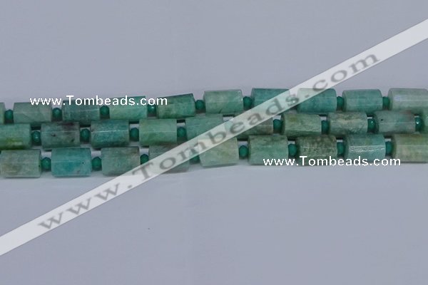 CTB208 15.5 inches 10*15mm faceted tube amazonite beads