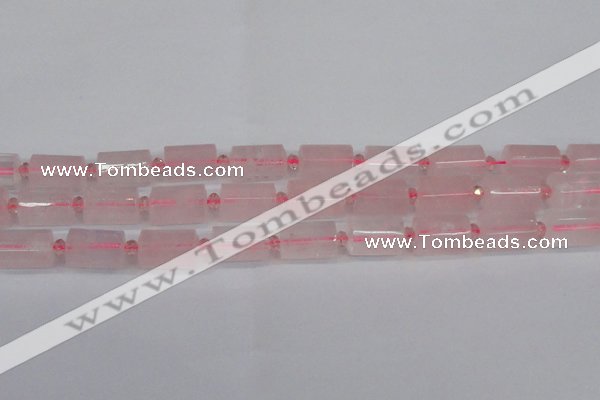 CTB212 15.5 inches 13*18mm faceted tube rose quartz beads