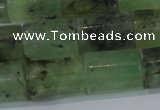 CTB215 15.5 inches 13*18mm faceted tube green rutilated quartz beads