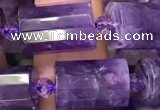 CTB221 15.5 inches 10*15mm faceted tube amethyst beads