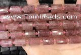CTB222 15.5 inches 10*14mm faceted tube strawberry quartz beads