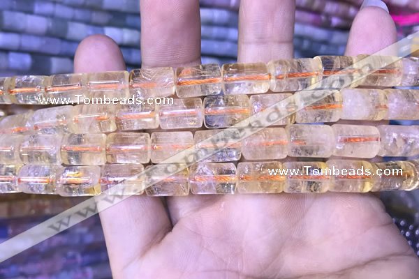 CTB254 15.5 inches 8*12mm tube natural citrine gemstone beads