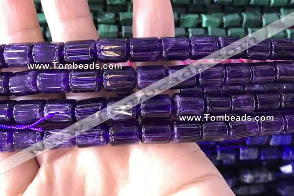 CTB257 15.5 inches 8*10mm tube natural amethyst gemstone beads