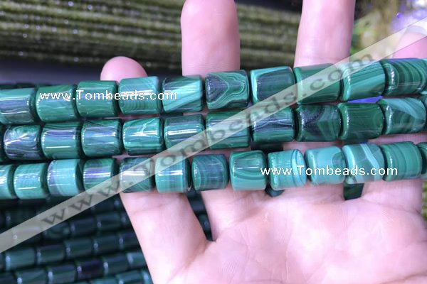 CTB259 15.5 inches 10*10mm - 10*12mm tube natural malachite beads