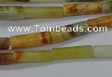 CTB324 15.5 inches 4*13mm tube flower jade beads wholesale