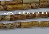 CTB332 15.5 inches 4*13mm tube picture jasper beads wholesale