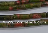 CTB350 15.5 inches 4*13mm tube unakite beads wholesale