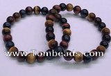 CTB36 7.5 inches 8mm round colorful tiger eye beaded bracelets