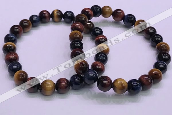 CTB36 7.5 inches 8mm round colorful tiger eye beaded bracelets