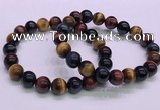 CTB37 7.5 inches 10mm round colorful tiger eye beaded bracelets