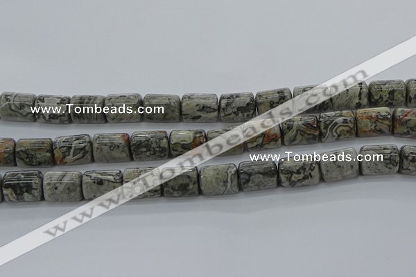 CTB525 15.5 inches 10*13mm triangle grey picture jasper beads wholesale