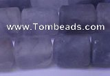 CTB565 15.5 inches 10*13mm triangle matte cloudy quartz beads