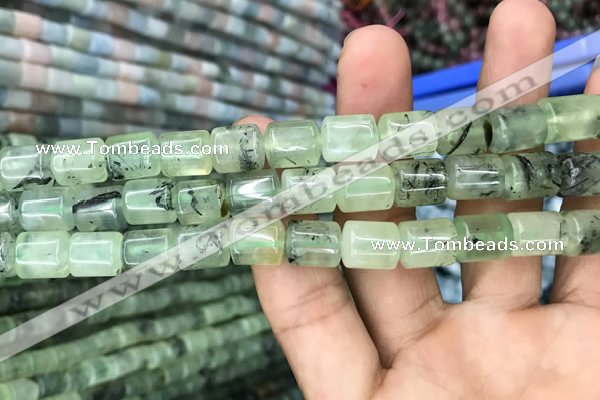 CTB601 15.5 inches 9*11mm tube green rutilated quartz beads