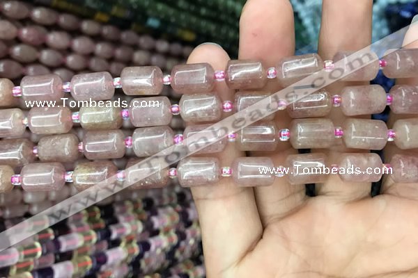 CTB604 15.5 inches 8*12mm tube strawberry quartz beads wholesale