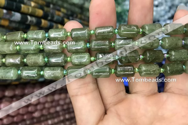 CTB605 15.5 inches 7*11mm tube green strawberry quartz beads wholesale