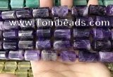 CTB618 15.5 inches 11*16mm - 12*18mm faceted tube amethyst beads