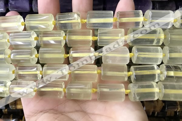 CTB619 15.5 inches 11*16mm - 12*18mm faceted tube lemon quartz beads