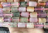 CTB622 15.5 inches 11*16mm - 12*18mm faceted tube mixed quartz beads