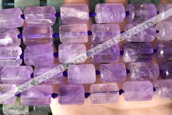 CTB651 15.5 inches 12*16mm faceted tube amethyst beads