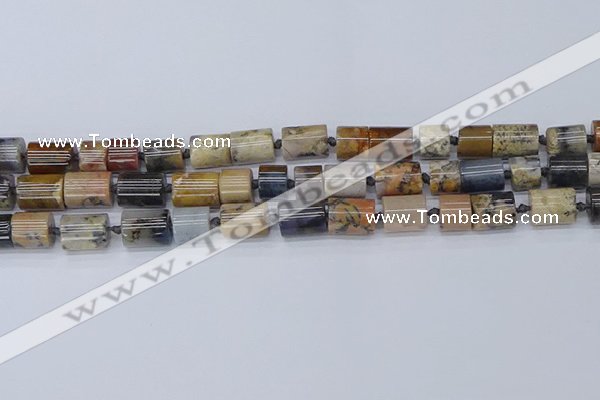 CTB720 15.5 inches 8*9mm - 10*12mm tube black moss opal beads