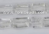 CTB730 15.5 inches 6*10mm - 8*12mm faceted tube white crystal beads