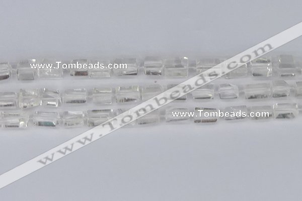 CTB730 15.5 inches 6*10mm - 8*12mm faceted tube white crystal beads