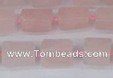 CTB731 15.5 inches 6*10mm - 8*12mm faceted tube rose quartz beads