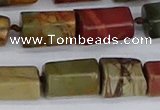 CTB738 15.5 inches 6*10mm - 8*12mm faceted tube picasso jasper beads