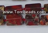 CTB739 15.5 inches 6*10mm - 8*12mm faceted tube poppy jasper beads