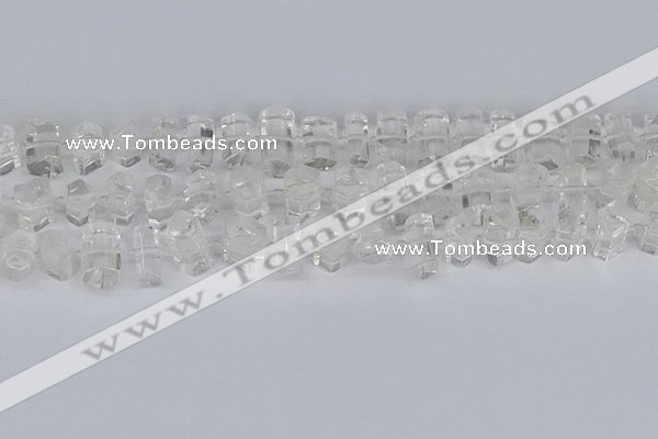 CTB750 15.5 inches 6*10mm - 8*12mm faceted tube white crystal beads