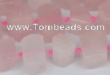 CTB751 15.5 inches 6*10mm - 8*12mm faceted tube rose quartz beads