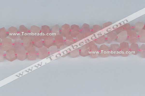 CTB751 15.5 inches 6*10mm - 8*12mm faceted tube rose quartz beads