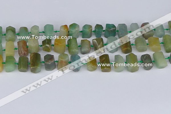 CTB755 6*10mm - 8*12mm faceted tube blue & green kyanite beads