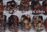 CTB761 6*10mm - 8*12mm faceted tube red snowflake obsidian beads