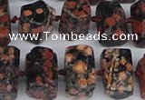 CTB761 6*10mm - 8*12mm faceted tube red snowflake obsidian beads