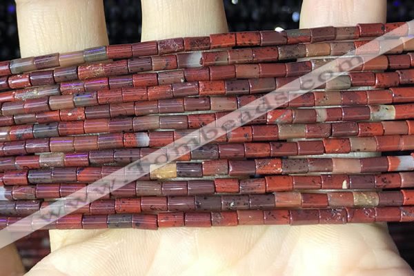 CTB815 15.5 inches 2*4mm tube red jasper beads wholesale