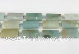 CTB851 13*25mm - 15*28mm faceted flat tube amazonite beads