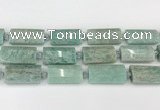 CTB852 13*25mm - 15*28mm faceted flat tube amazonite beads