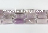 CTB854 13*25mm - 15*28mm faceted flat tube kunzite beads