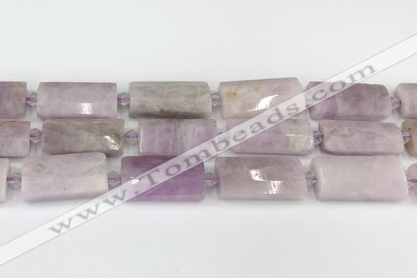 CTB854 13*25mm - 15*28mm faceted flat tube kunzite beads