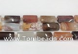 CTB856 13*25mm - 15*28mm faceted flat tube agate beads