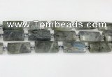 CTB857 13*25mm - 15*28mm faceted flat tube labradorite beads