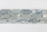 CTB859 13*25mm - 15*28mm faceted flat tube aquamarine beads