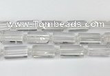 CTB860 13*25mm - 15*28mm faceted flat tube white crystal beads