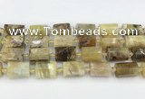 CTB871 13*25mm - 14*19mm faceted tube yellow opal beads