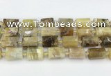 CTB871 13*25mm - 14*19mm faceted tube yellow opal beads