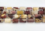 CTB873 13*25mm - 14*19mm faceted tube mookaite beads