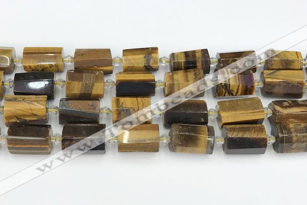 CTB874 13*25mm - 14*19mm faceted tube yellow tiger eye beads