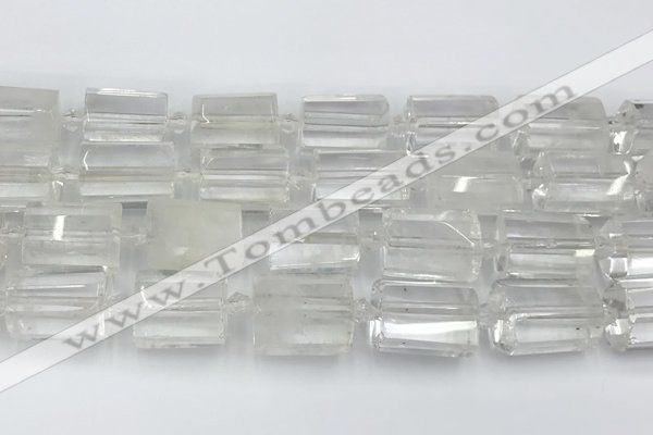 CTB875 13*25mm - 14*19mm faceted tube yellow white crystal beads